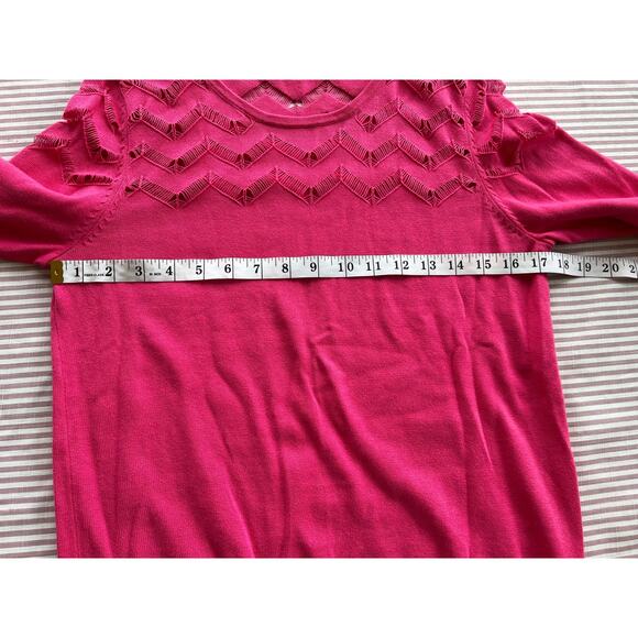 CeCe by Cynthia Steffe Women's Pink Chevron Pullover Sweater Size M Casual - Picture 6 of 7